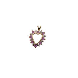 Gold Over Sterling Silver Heart Pendant with Purple Amethysts Stones Birthstone